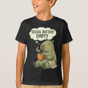 Social battery empty funny capybara coffee T-Shirt