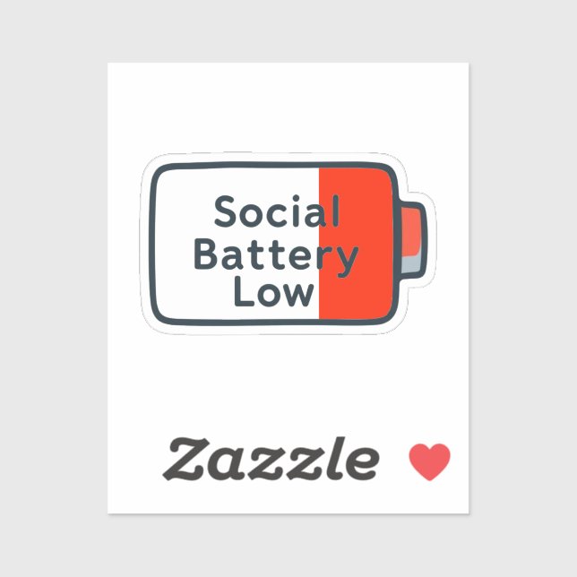Social Battery Low – Laptop Sticker (Sheet)