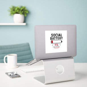 Social Battery Low Medium Custom Cut Vinyl Sticker