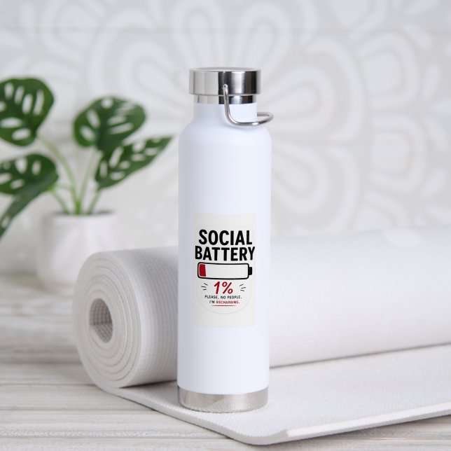 Social Battery Low Vacuum Insulated Bottle (Yoga (Rotated))