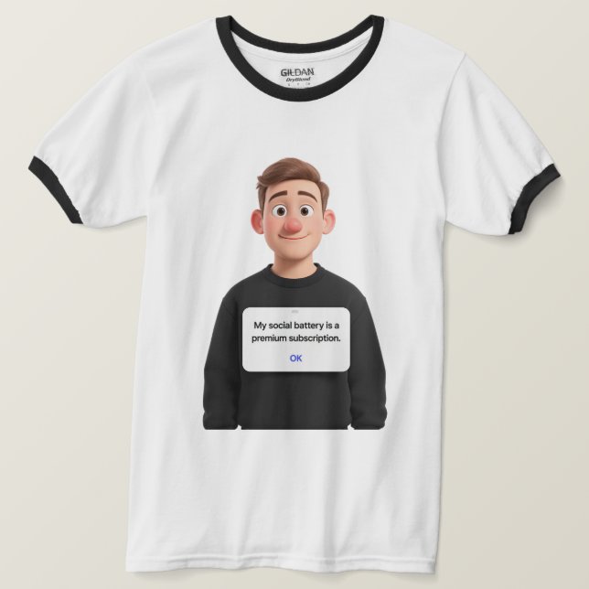 Social Battery Premium Subscription Introvert Tee (Design Front)