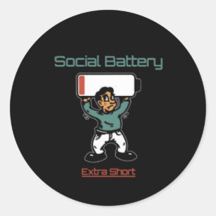 Social Battery T-Shirt Classic Round Sticker