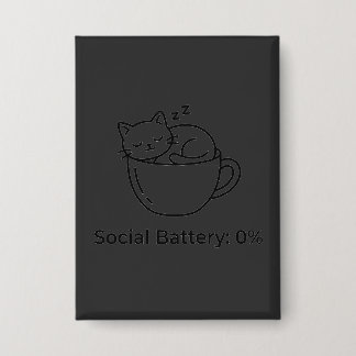 Social Battery Zero Introvert Cat Front Brain Back