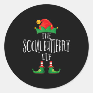 Social Butterfly Elf Shirt Family Matching Group C Classic Round Sticker