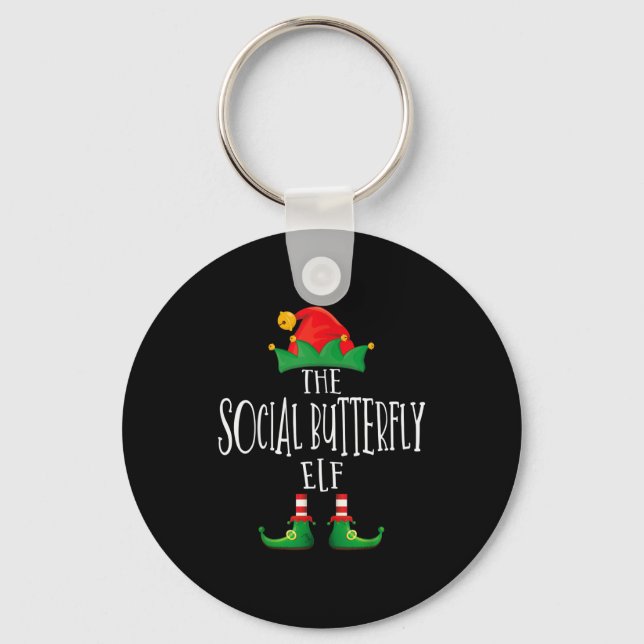 Social Butterfly Elf Shirt Family Matching Group C Key Ring (Front)