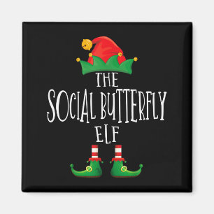 Social Butterfly Elf Shirt Family Matching Group C Magnet