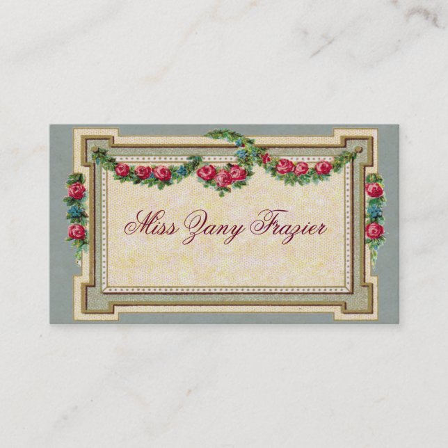 Social Calling Card, Antique Roses Card (Front)