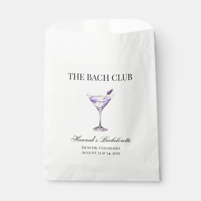 Social Club Lavender Cocktail The Bach Girls Trip Favour Bags (Front)