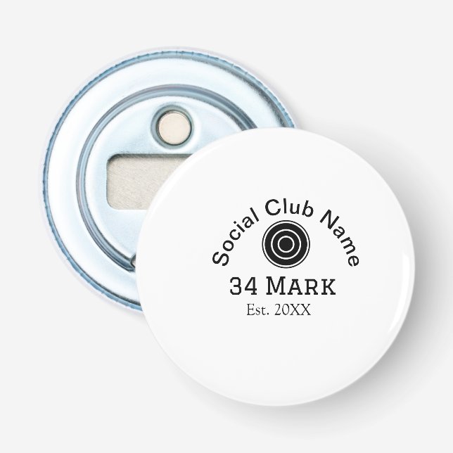 Social club name add team player name date year ma bottle opener (Front)