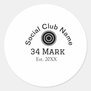 Social club name add team player name date year ma classic round sticker