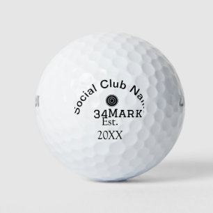 Social club name add team player name date year ma golf balls