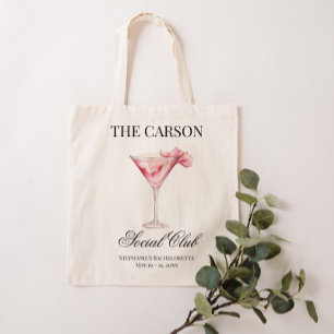 Social Club Pink Cocktail Bachelorette Canvas Tote Bag