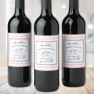 Social Club Preppy Bachelorette Party Wine Label
