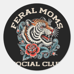Social Club Somebodys Feral Wife Mum Life Trendy Classic Round Sticker