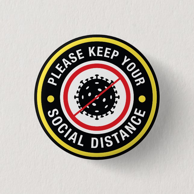 Social Distance 3 Cm Round Badge (Front)