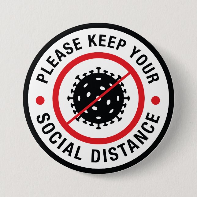 Social Distance 7.5 Cm Round Badge (Front)