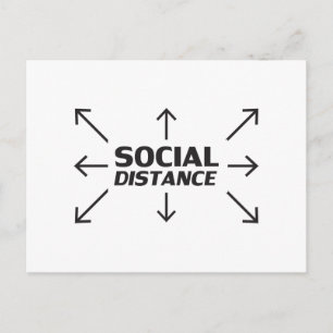 Social Distance modern typography and arrows funny Postcard