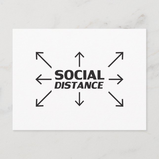 Social Distance modern typography and arrows funny Postcard (Front)