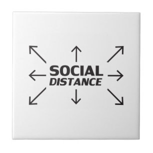 Social Distance modern typography and arrows funny Tile