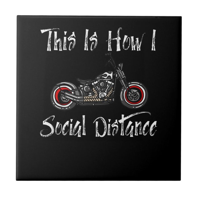 Social Distance Motorcycle Biker Riding Tile (Front)
