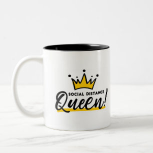 Social Distance Queen - Covid 19 Two-Tone Coffee Mug