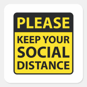 Social Distance Square Sticker