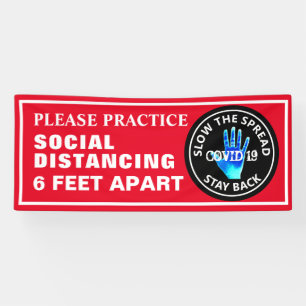 Social Distancing 6 Feet Apart Red Custom School Banner