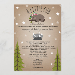 Social Distancing Baby Shower Mail Floral Bear Invitation