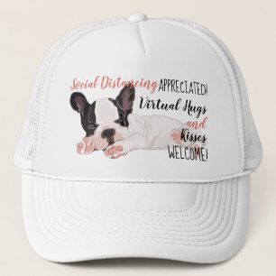 Social Distancing Boston Terrier Puppy Virtual Hug Trucker Hat