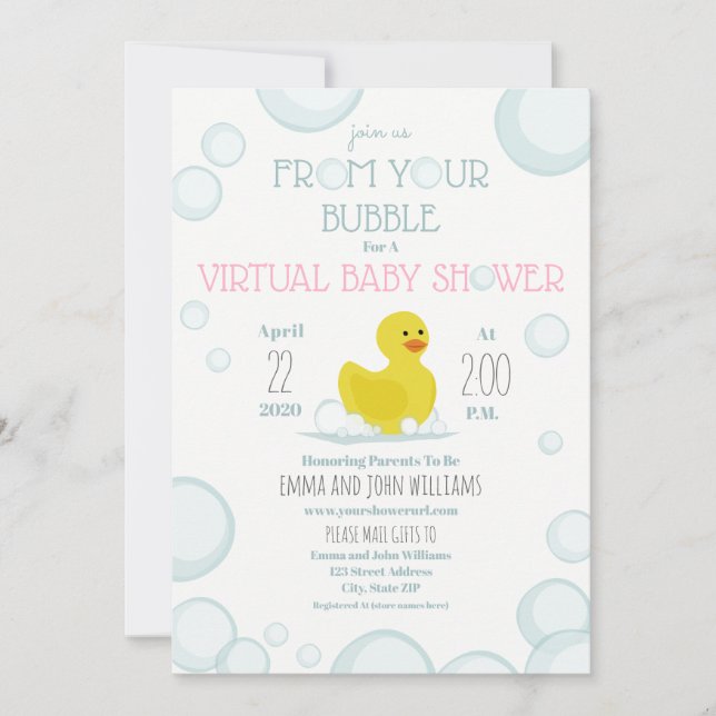 Social Distancing Bubble Virtual Baby Shower Invitation (Front)