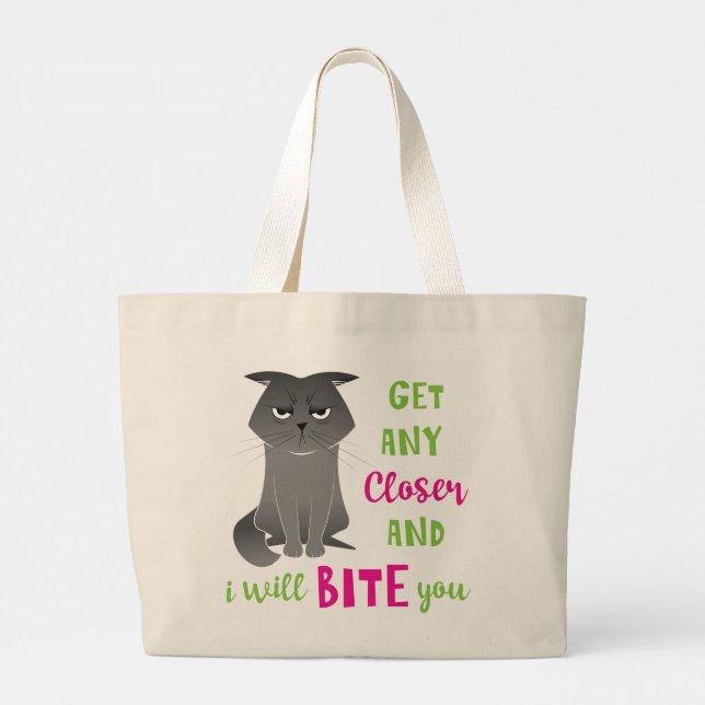 Social Distancing Cat Tote Bag - I will Bite You (Back)