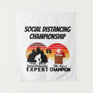Social Distancing Championship - Yeti Santa Claus Tapestry