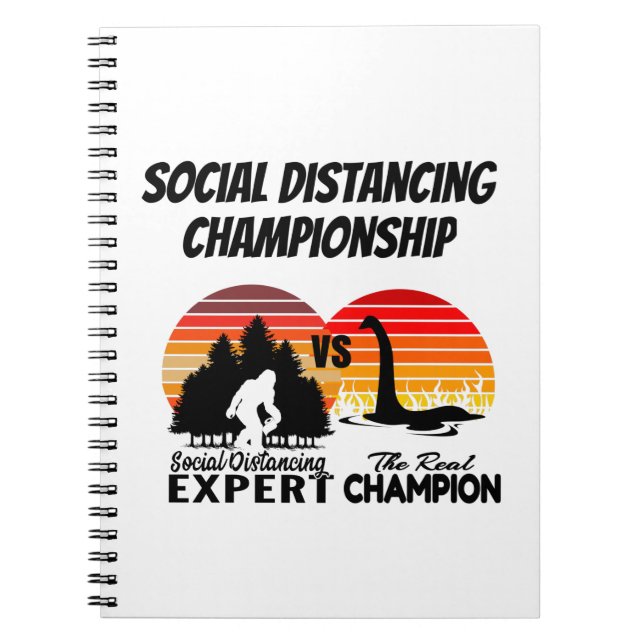 Social Distancing Championship - Yeti Vs Nessie Notebook (Front)