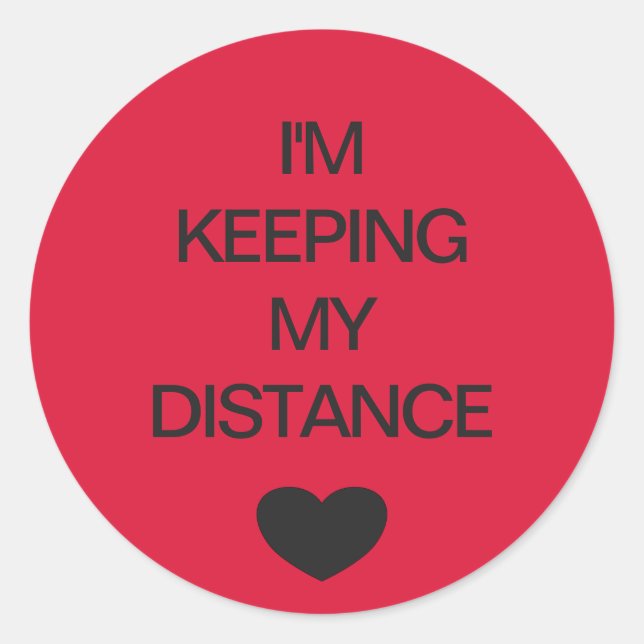 Social distancing colour code red wedding classic round sticker (Front)