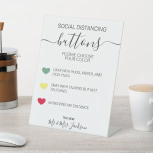 Social distancing colour code wedding pedestal sign