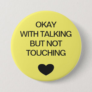 Social distancing colour code yellow 7.5 cm round badge