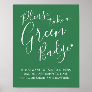 Social distancing colour green wedding instruction poster