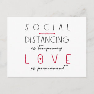 Social distancing coronavirus love typography postcard
