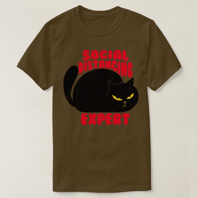 Social Distancing Expert Cat Design T-Shirt (Design Front)
