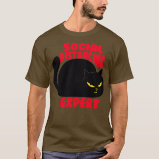 Social Distancing Expert Cat Design T-Shirt