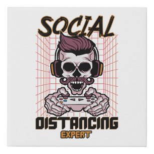Social distancing expert gaming design faux canvas print