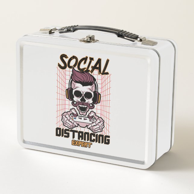 Social distancing expert gaming design metal lunch box (Front)