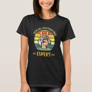 Social Distancing Expert Gaming Vintage Video Game T-Shirt