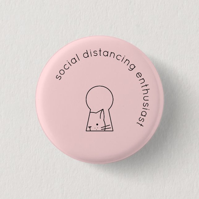Social Distancing Introvert Cat Humour Minimalist 3 Cm Round Badge (Front)