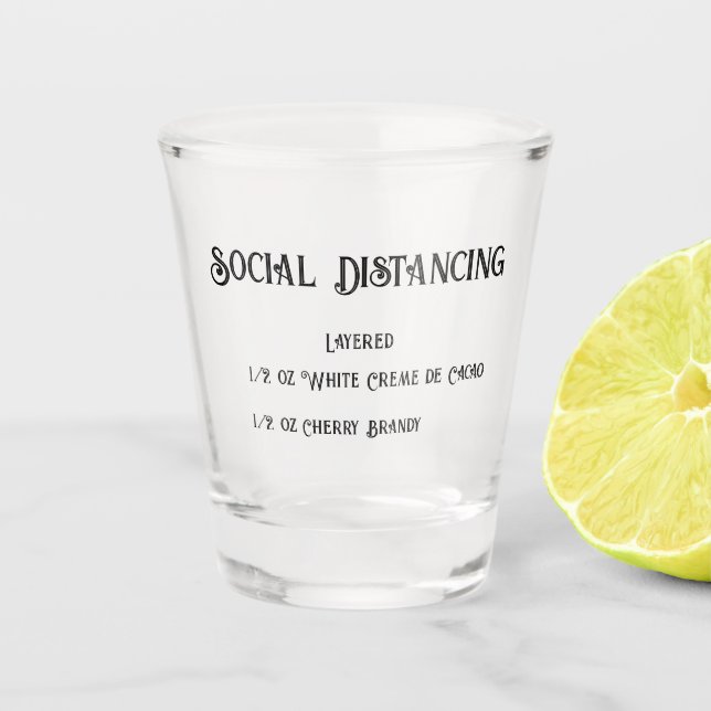Social distancing novelty shot glass (Front)