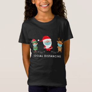 Social Distancing Quarantine Christmas Santa Elf R T-Shirt