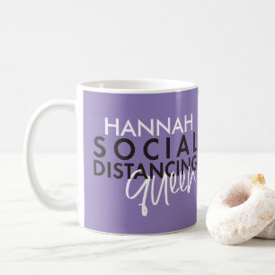 Social distancing queen modern typography design coffee mug