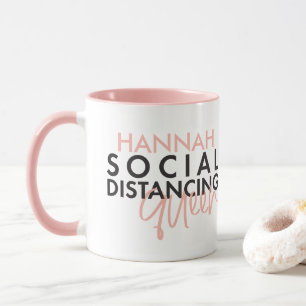 Social distancing queen modern typography design mug