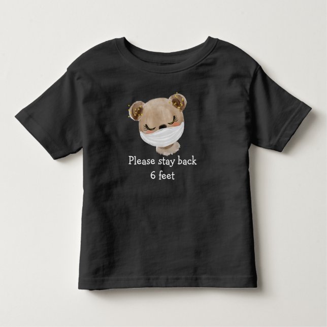 Social Distancing Safety Face Mask Bear Toddler T-Shirt (Front)