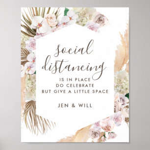 Social Distancing Wedding Pampas Grass Sign